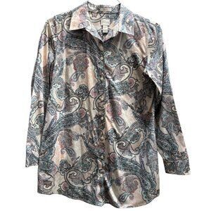 Chico’s Paisley Print Tunic – Size 0 – No Iron, 100% Cotton